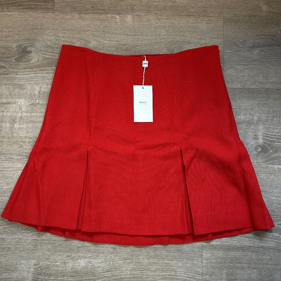 NEW ARMANI COLLEZIONI Red Paprika Virgin Wool Skirt Sz 14 Authentic